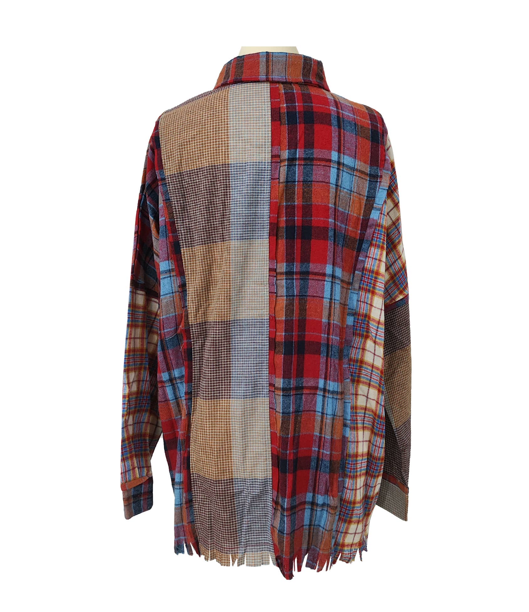 Rosa Clothing - Vente Chemise – femme - Chemise vintage à carreaux patchwork à bords bruts3