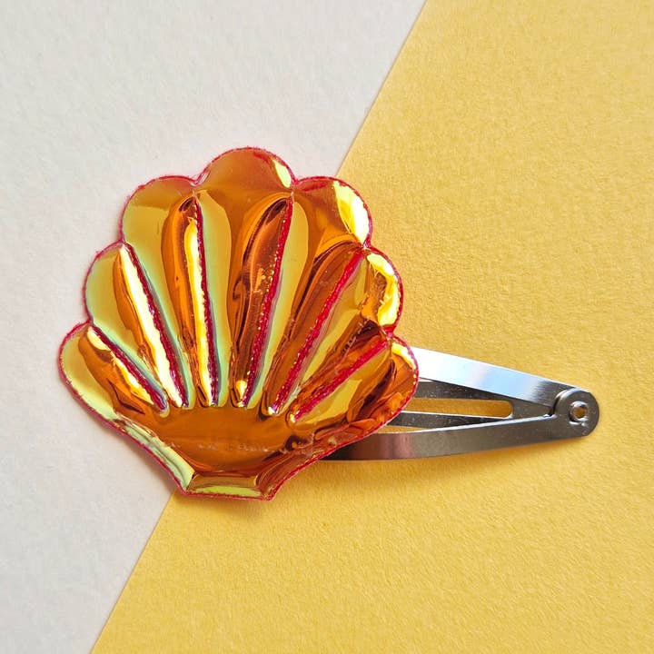 Mini galaxie - Wholesale Hair Clip - Kids - Child's hair clip with shiny shell🪸 orange-red model0