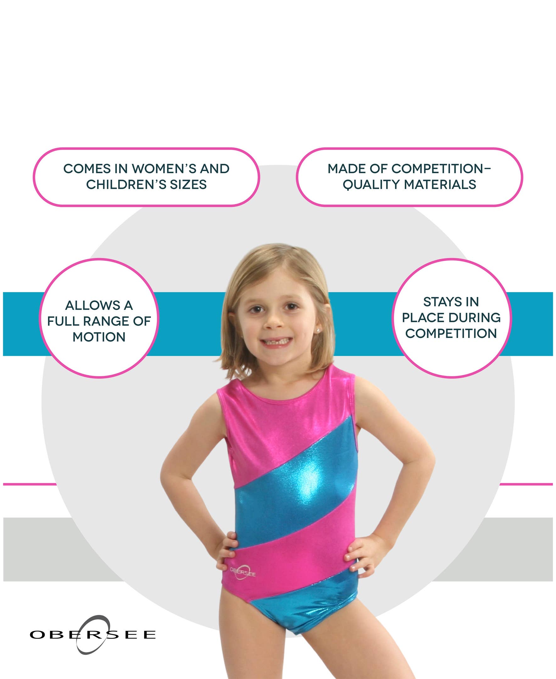 Obersee - Wholesale Leotard - Kids - Girl's Gymnastics Leotard - Pink Diagonal4