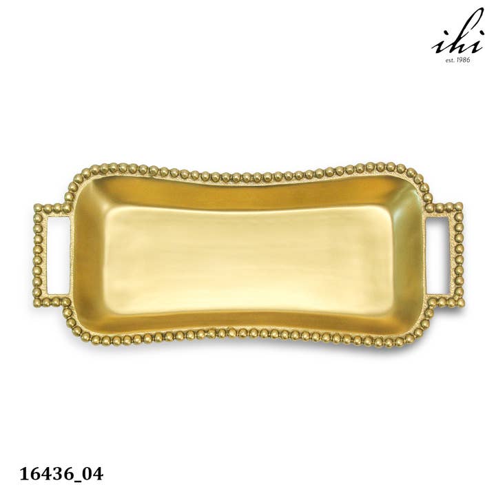 India Handicrafts Inc - Wholesale Decoratief dienblad - ROND RECHTHOEKIG DIENBLAD MET GOUDEN KRALENHANDVAT5