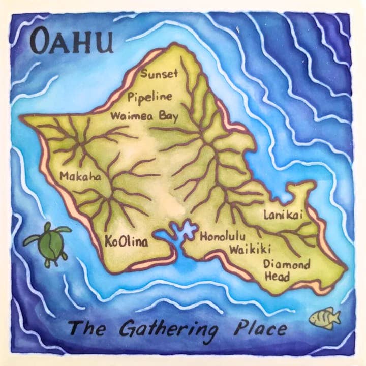 Île d'Oahu Carreau 15 cm pour la vente par Banana Patch Studio