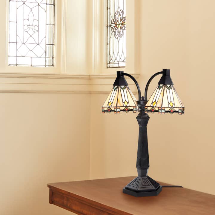 River of Goods - Wholesale Accent/Desk Lamp - 21''H Bryant Prairie Style Stained Glass Table Lamp