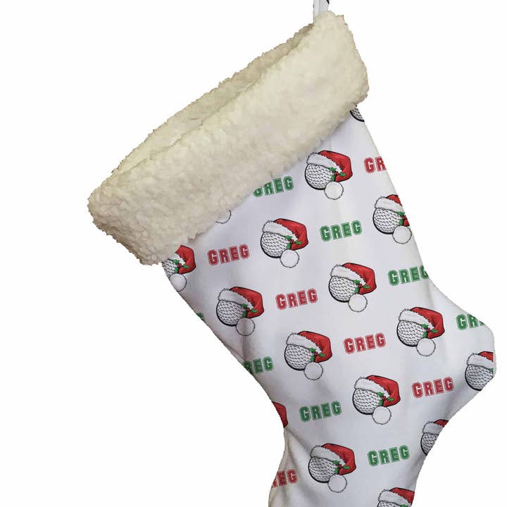 Chaussette de Noël personnalisée de golf pour la vente par Potter's Printing