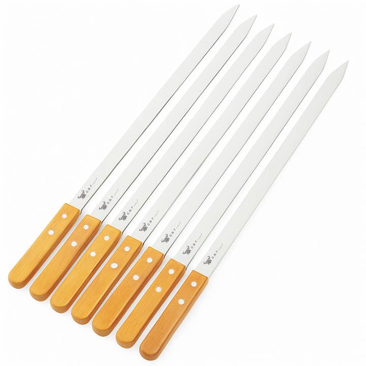 Heavy Duty BBQ Skewers Set 23" Stainless Steel, 8-Pcs & Bag for wholesale by G & F Products
