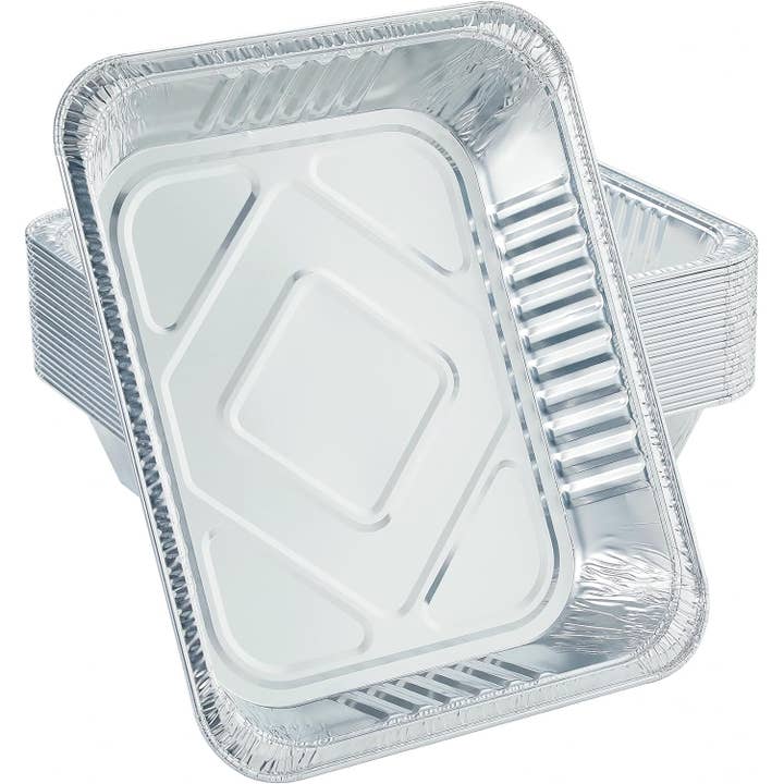 King Natan Foil - Wholesale Disposable Plate - Disposable Aluminium Half Tray Medium 12.5" x 10" x 2"