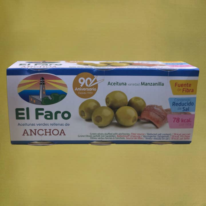 El Faro Olives Stuffed with Anchovy 3-pack (120 gr) for wholesale by Lata