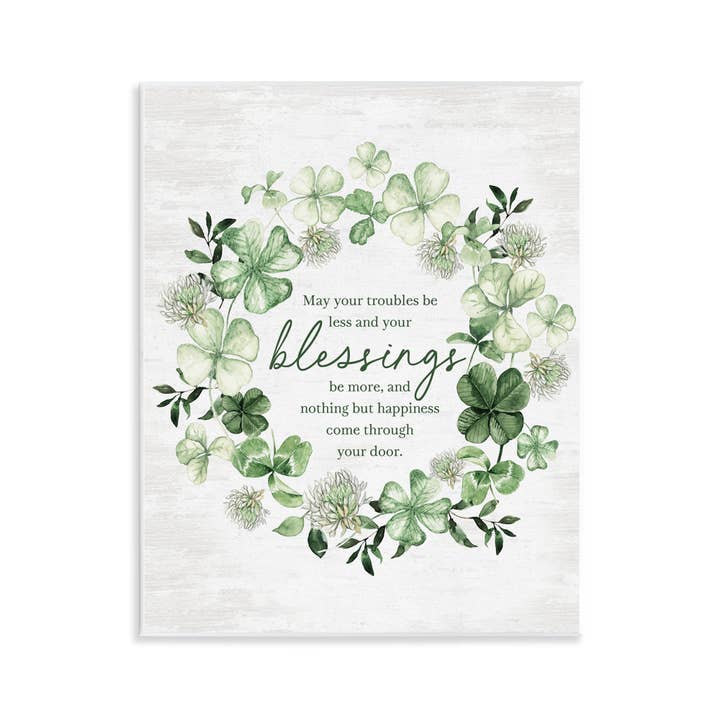Clover Wreath Blessing - Unframed Wall Art for wholesale by Stupell Industries