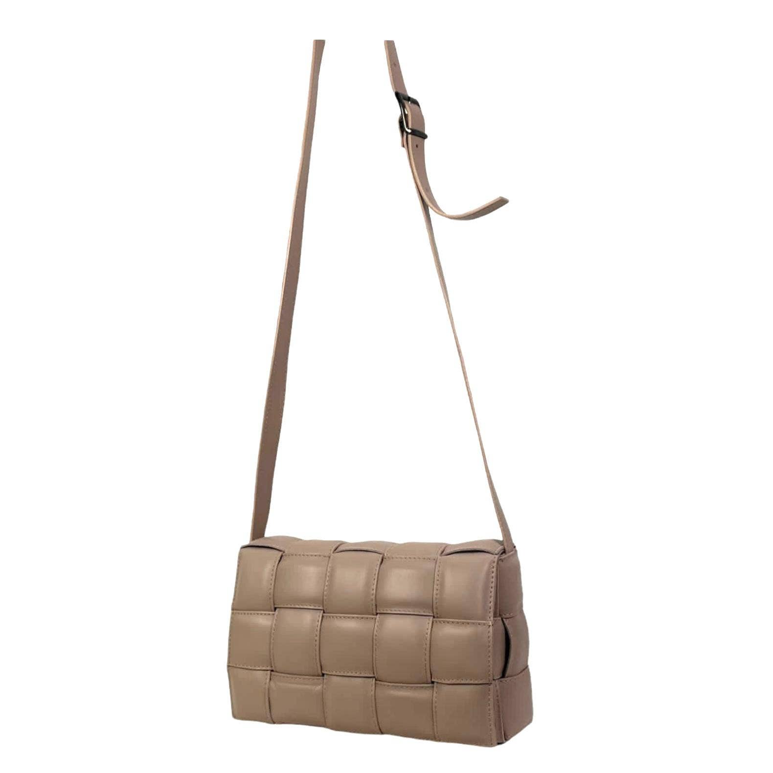 Chenson & Gorett - Vente Sac porté épaule – femme - Grand sac à bandoulière en cuir italien avec design quadrillé et rabat12