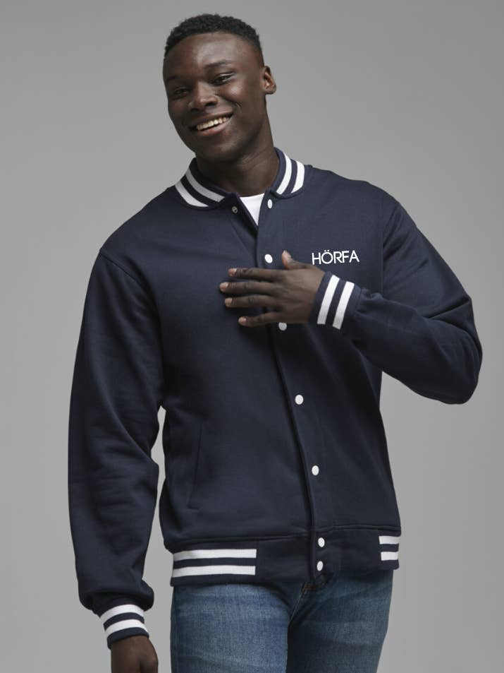 Varsity Jacket in Navy/White for wholesale by HÖRFA