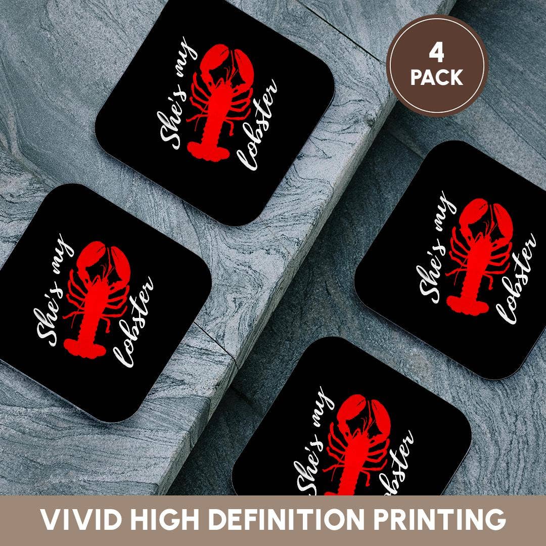 3dRose - Vendita all'ingrosso Sottobicchiere - 3dRose, È la mia aragosta con aragosta rossa. Lettere bianche su sfondo nero., Sottobicchiere12