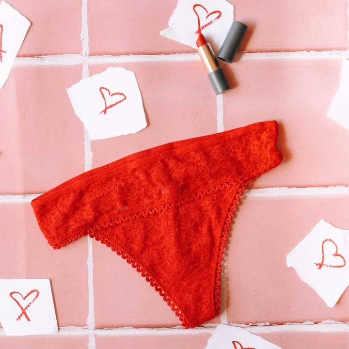 Hello Peachiee - Wholesale Underwear – Women's - The Saint Valentine - Bright Red Lace Thong2