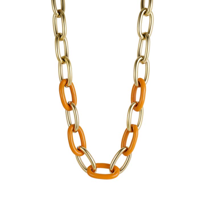 Collana in Smalto Granada Arancione Bruciato/Oro per la vendita all'ingrosso da parte di Bud To Rose