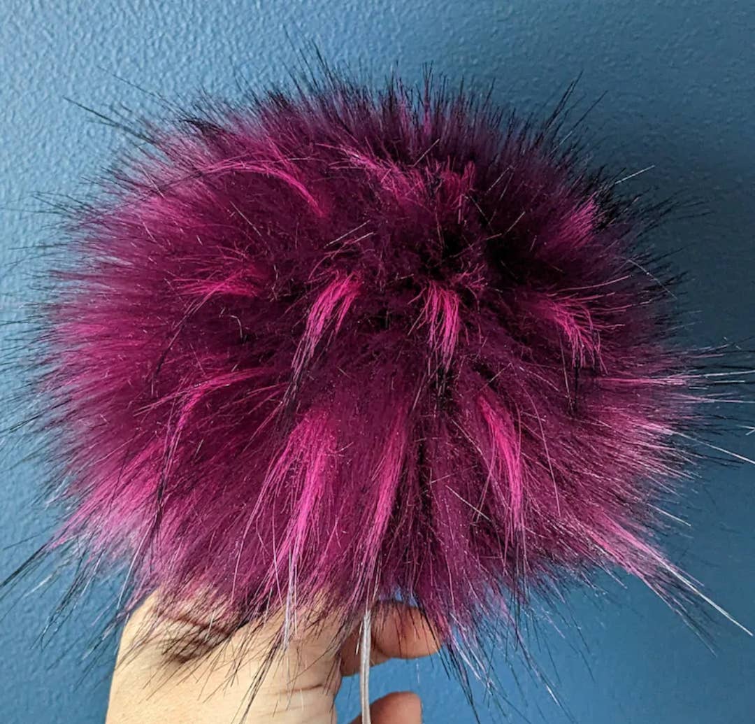 CountryStixCo - Wholesale Pom poms - 7" Detachable Faux Fur Pom Pom - Pink Raspberry