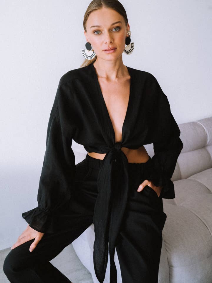 Long Mariposa Linen Shirt for wholesale by Looks by Luks