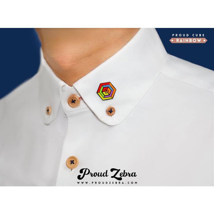 Proud Zebra - Wholesale Lapel Pin/Button - Polyamory Flag - Flag Cube Pin4