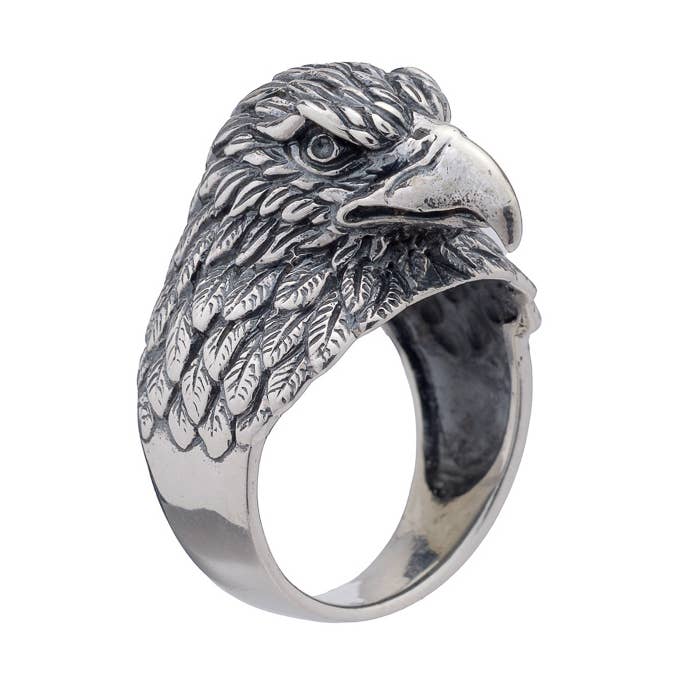 Anel Grande de Águia em Prata por atacado de Midhaven Ltd - Tribal Steel