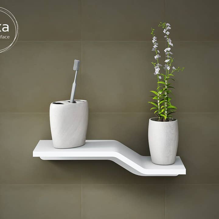 Mensola a parete VISU-G in solid surface, 30 cm per la vendita all'ingrosso da parte di BAINS NEO