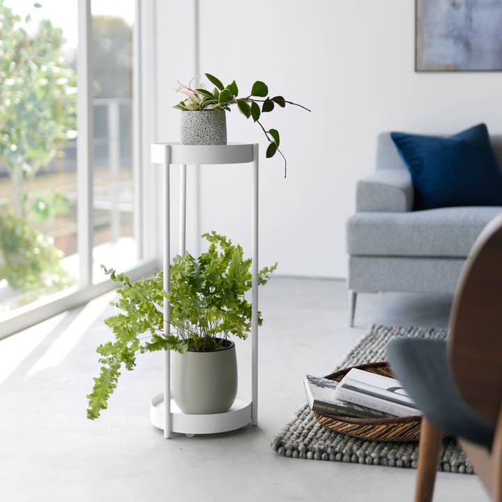 Yamazaki Home - Wholesale Plant Pot Stand - Two-Tier Rolling Plant Stand (28" H) - Steel