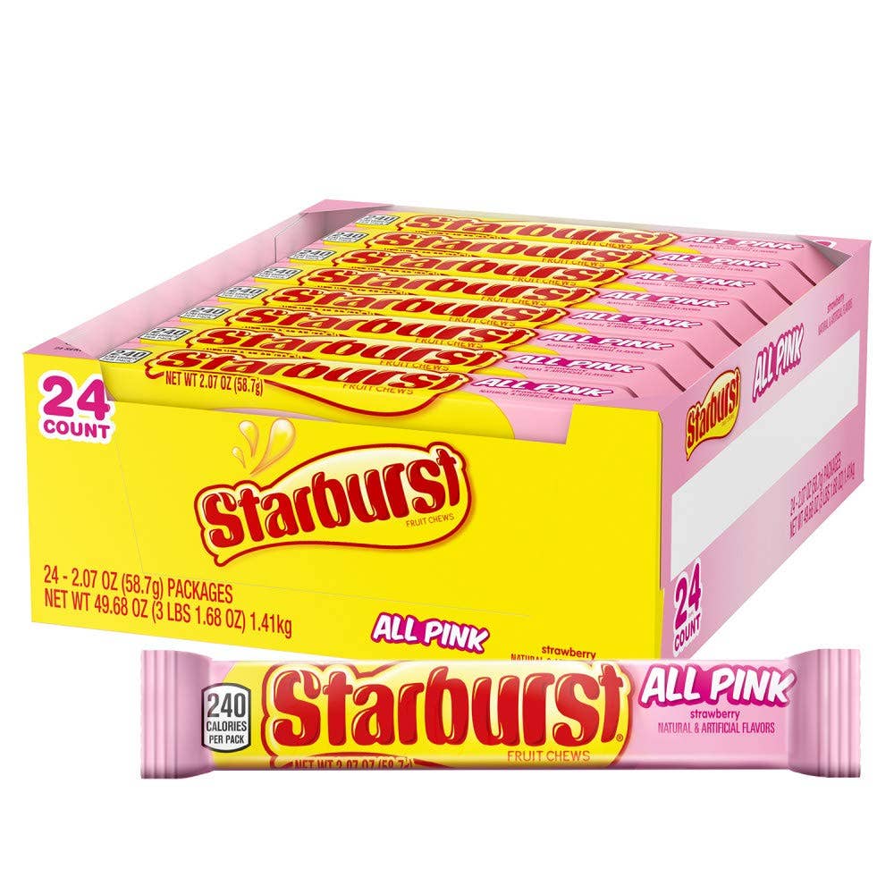 Horizon Top Market - Wholesale Cotton Candy - STARBURST All Pink Fruit Chews Candy , 2.07 oz x 240