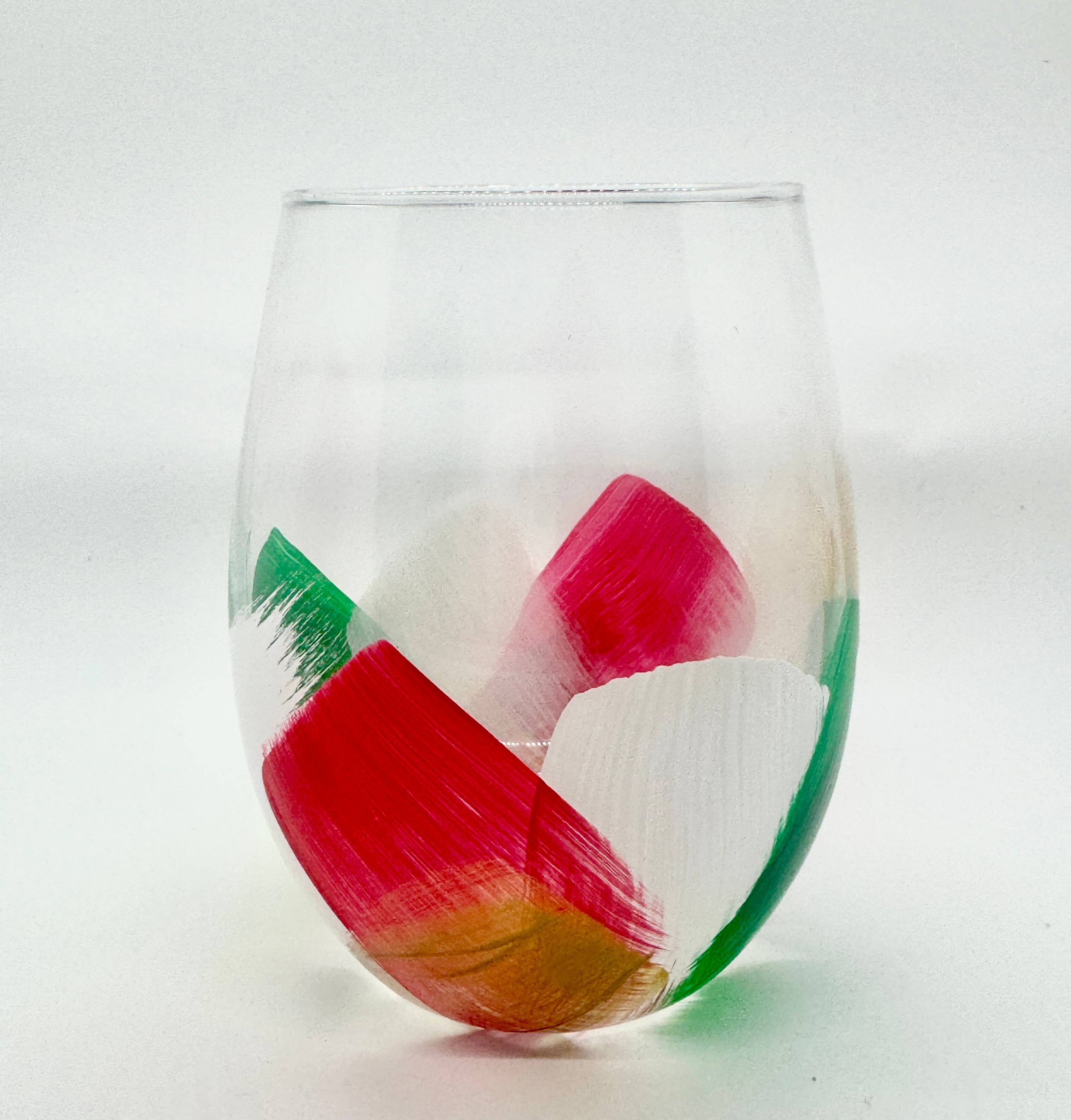 Heather Eck Artist LLC - Wholesale Wine Glass - Christmas | Stemless Wine Glasses | Holiday Wine Red Green4