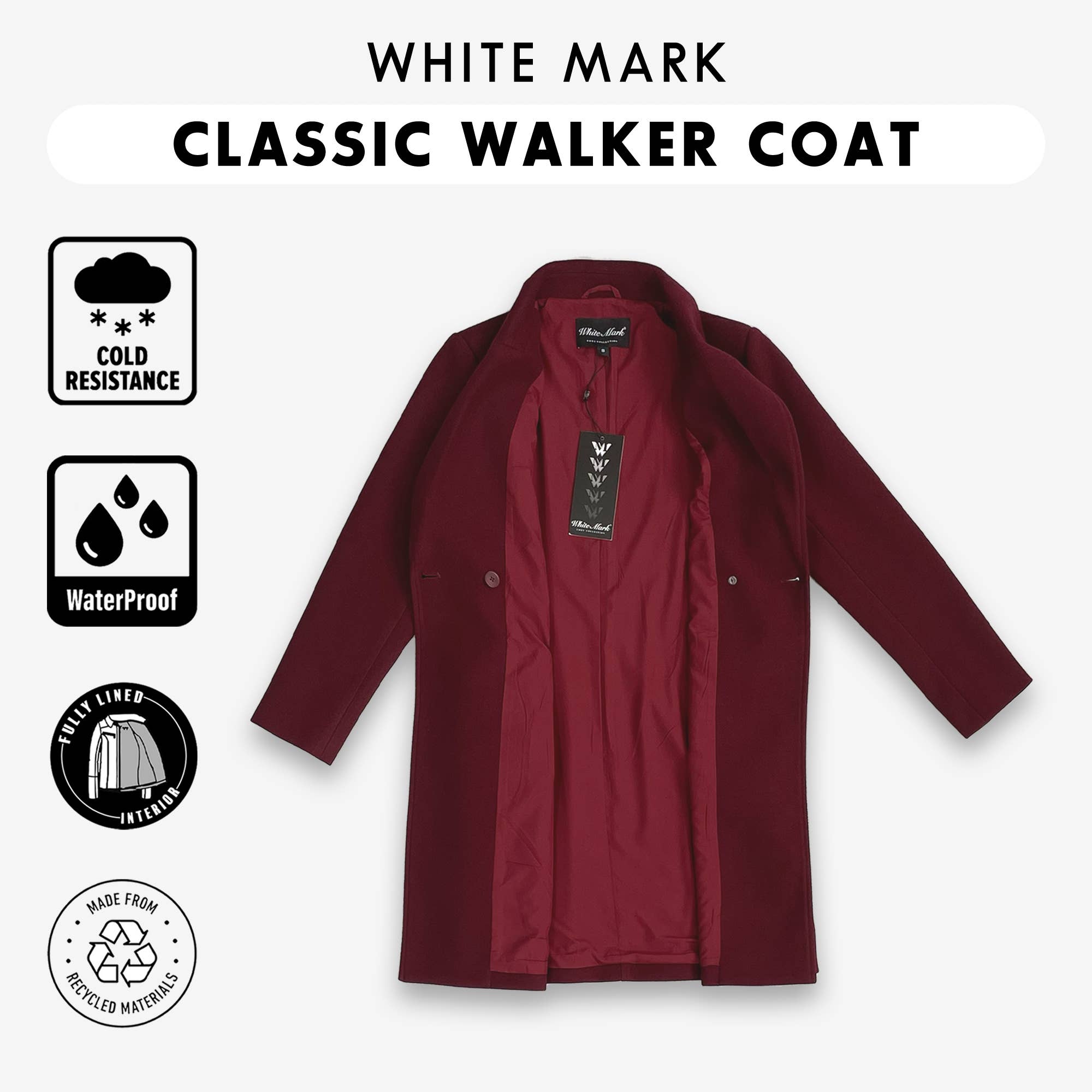 WHITE MARK - Vente Manteau – femme - Manteau Walker classique pour femmes3
