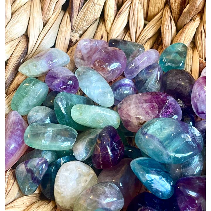 Tumbledshop - Wholesale Spiritual Stone/Crystal - Rainbow Fluorite Tumbled Stones, Banded Fluorite Crystals