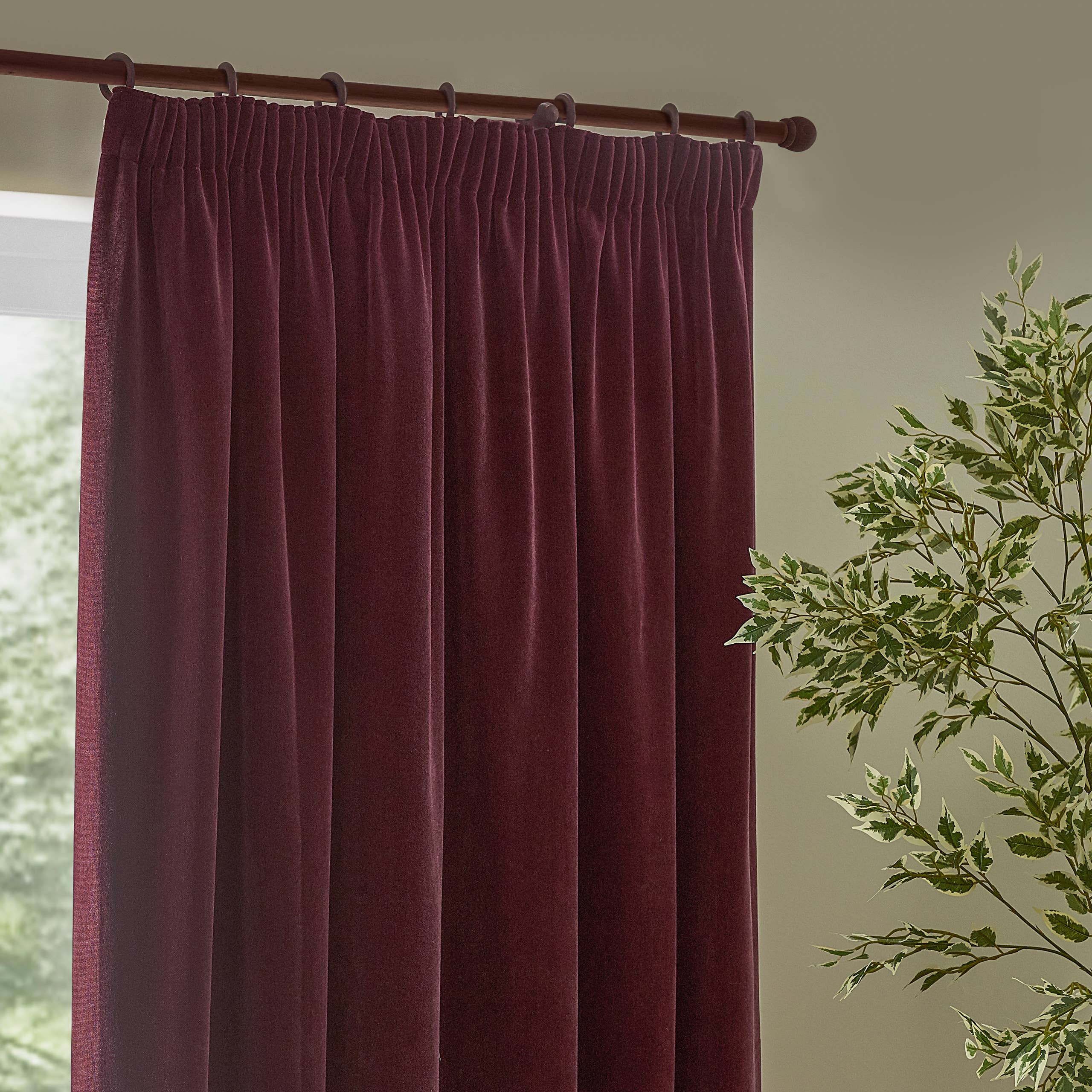 Heavy Chenille Room Darkening Pencil Pleat Curtains Beetroot for wholesale on Faire2