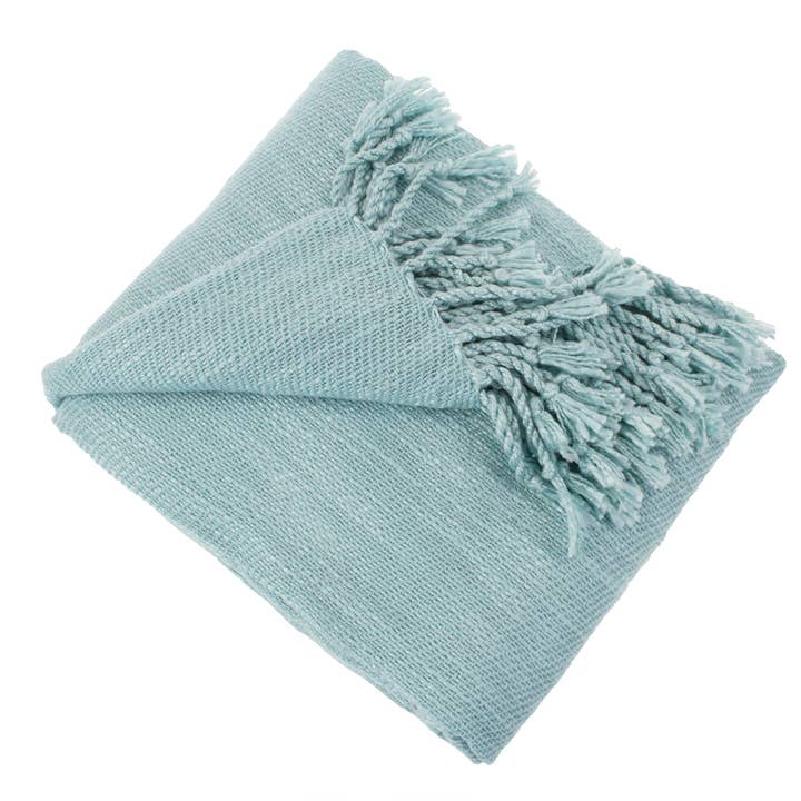 Fennco Styles - Wholesale Throw Blanket - Aqua Classic Woven Fringed 50"X60" Throw Blanket2