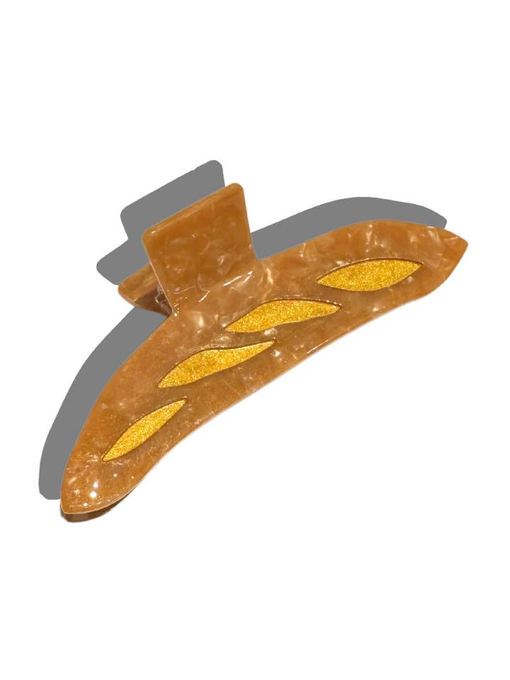 Hand-painted French Baguette Bread Claw Hair Clip | Eco-Frie for wholesale by Solar Eclipse