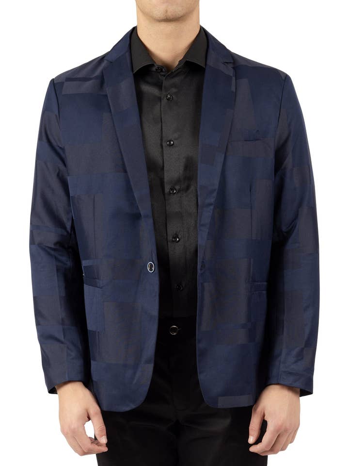 244102 - Blazer de soirée bleu marine pour la vente par Bespoke Moda