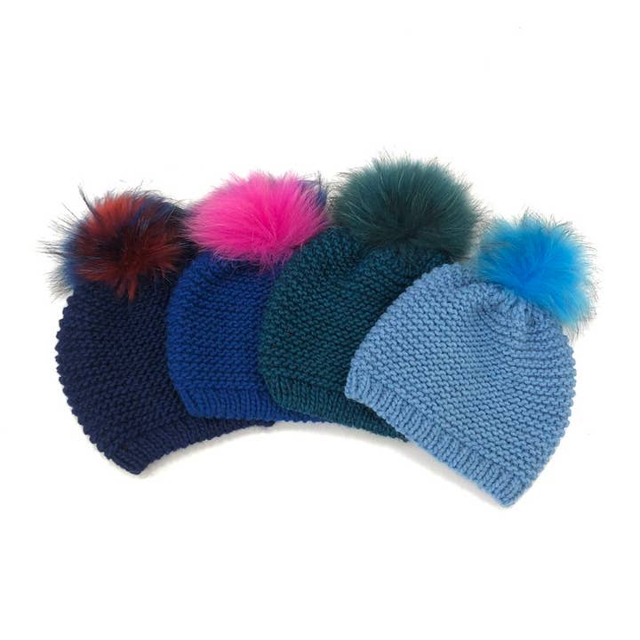 MILANO AMOUR - Wholesale Beanie - Women's - HAT WOOL BEANIE WITH REAL FUR POM POM14