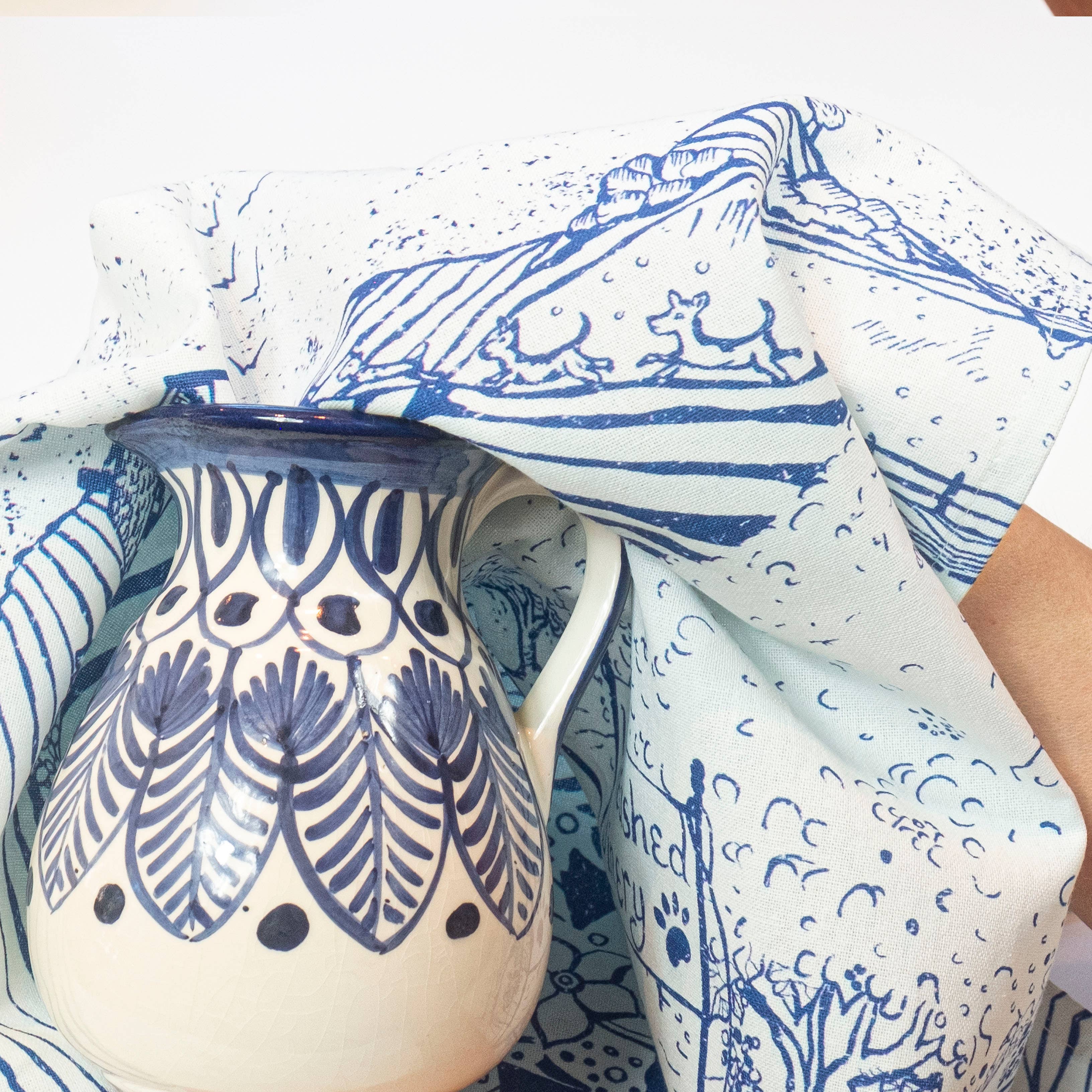 SIP - Wholesale Tea Towel - "Vineyard Dogs" Kitchen Towel2