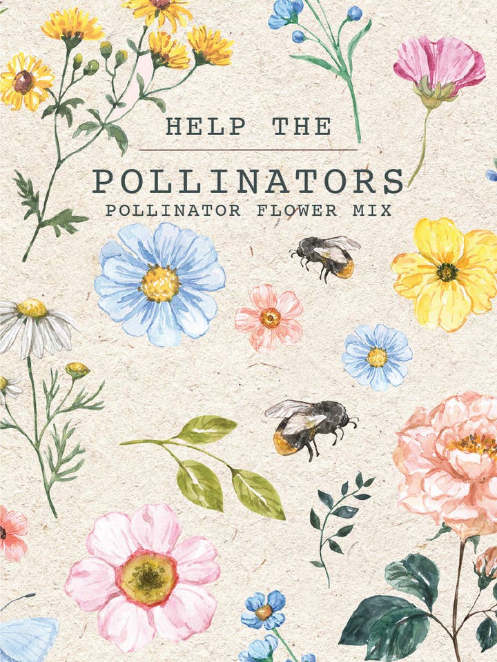 Help Pollinators Kraft Bee - Pollinator Wildflower Seed Packets for wholesale by Bentley Seed Co.