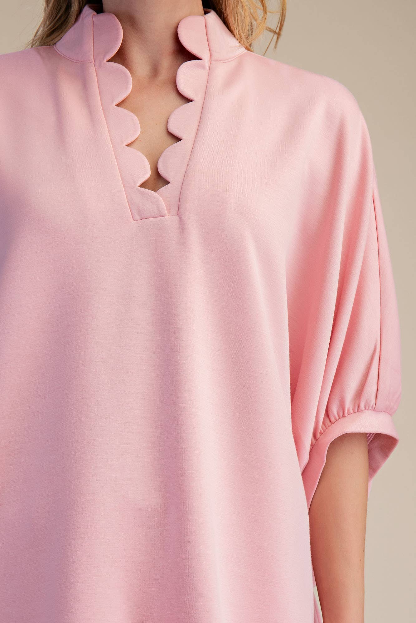 Glam - Wholesale Blouse - Women's - Scallop Neck Line Oversized Top10