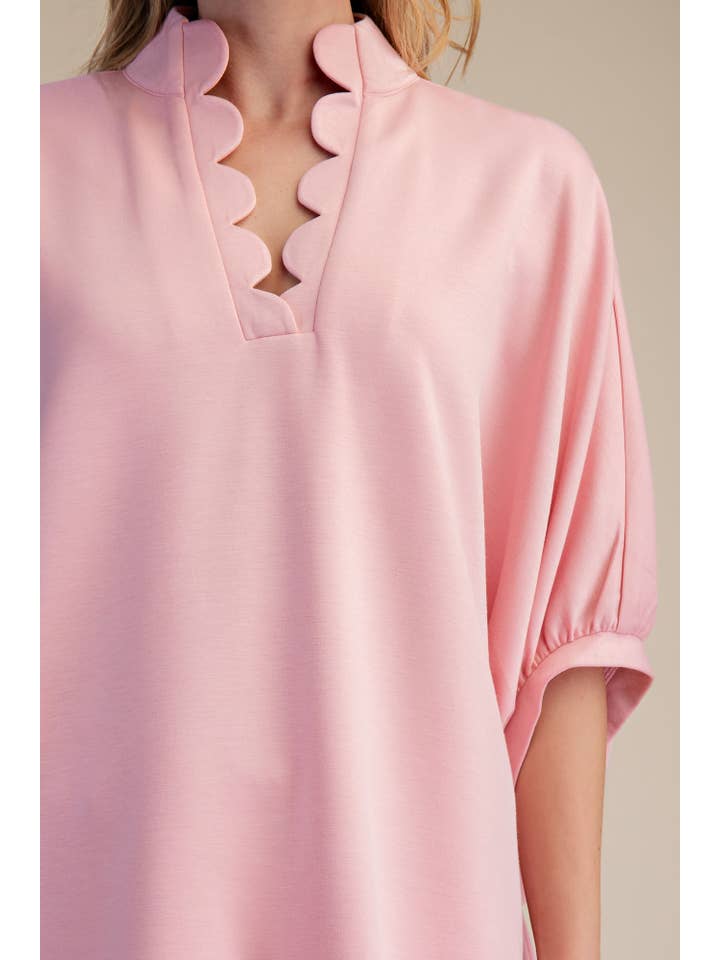 Glam - Wholesale Blouse - Women's - Scallop Neck Line Oversized Top10