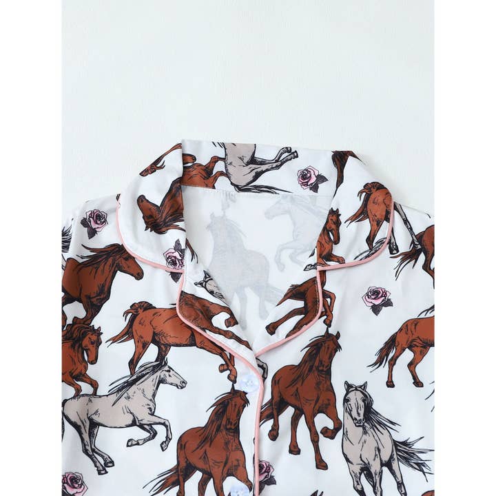 Rosa Clothing - Wholesale Lounge Set - Women's - Western Horse & Zebra Print Short Sleeve Pajama Set4