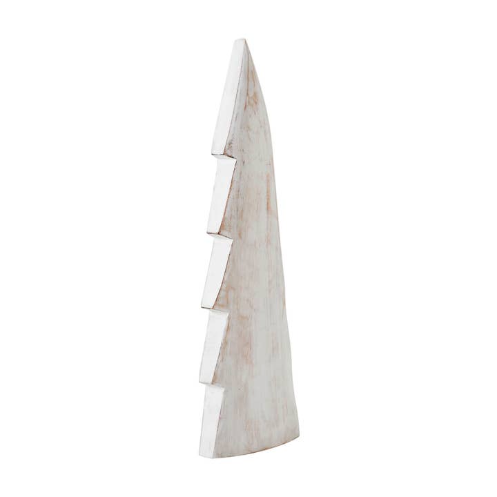 VHC Brands - Wholesale Decorative Tabletop Object - Christmas Tree Distressed White Wooden Figurine 15.75x5x1.5