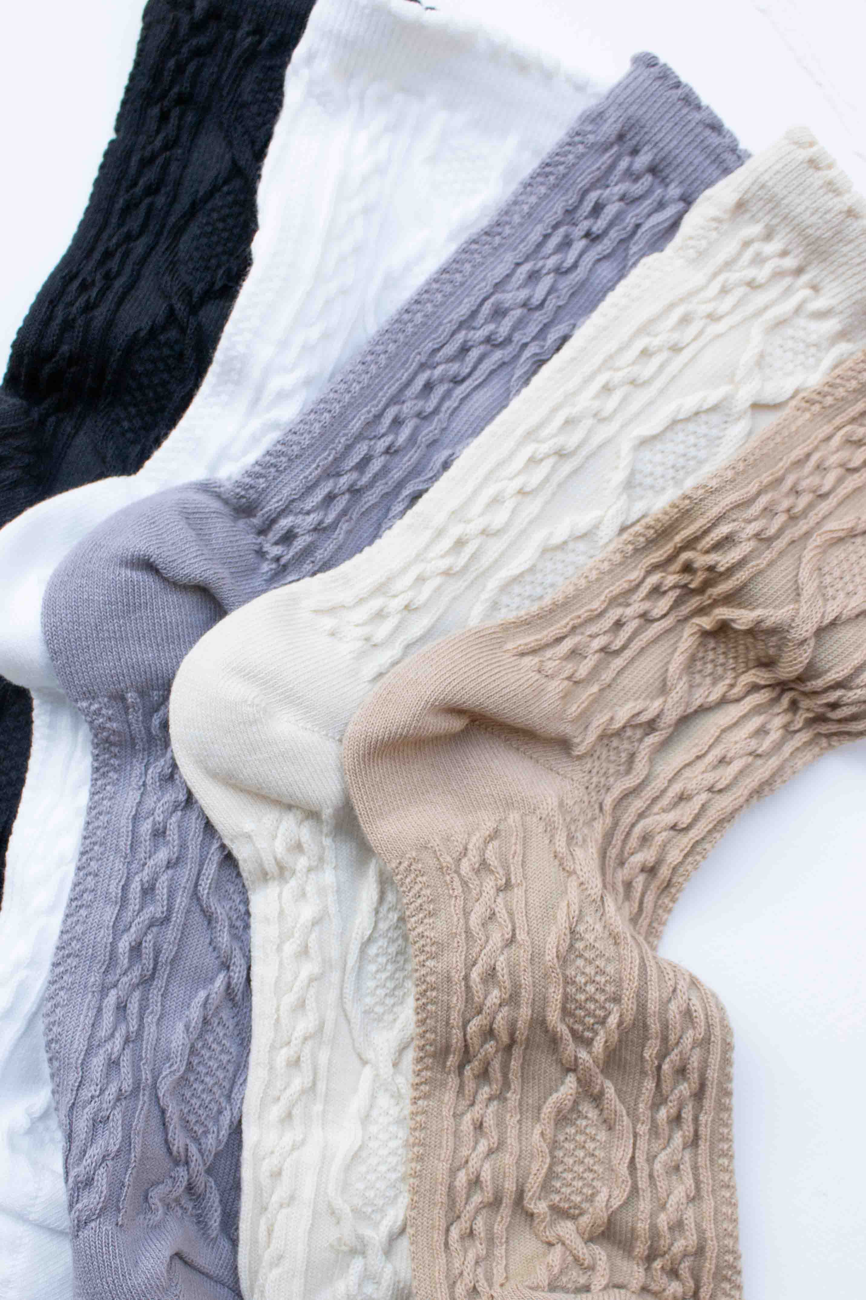 Tiepology - Vente Chaussettes – femme - Chaussettes en coton torsadé7