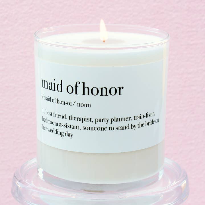 Maid of Honor Definition Soy Candle for wholesale by Aria Bella Candles