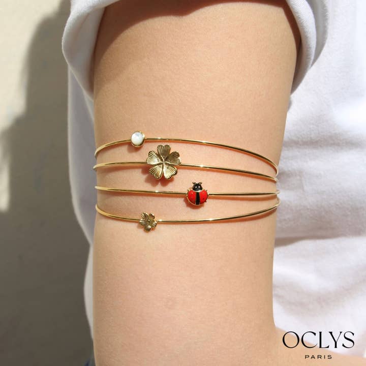 Oclys - Wholesale Cuff Bracelet - Ladybug arm bracelet in gold stainless steel