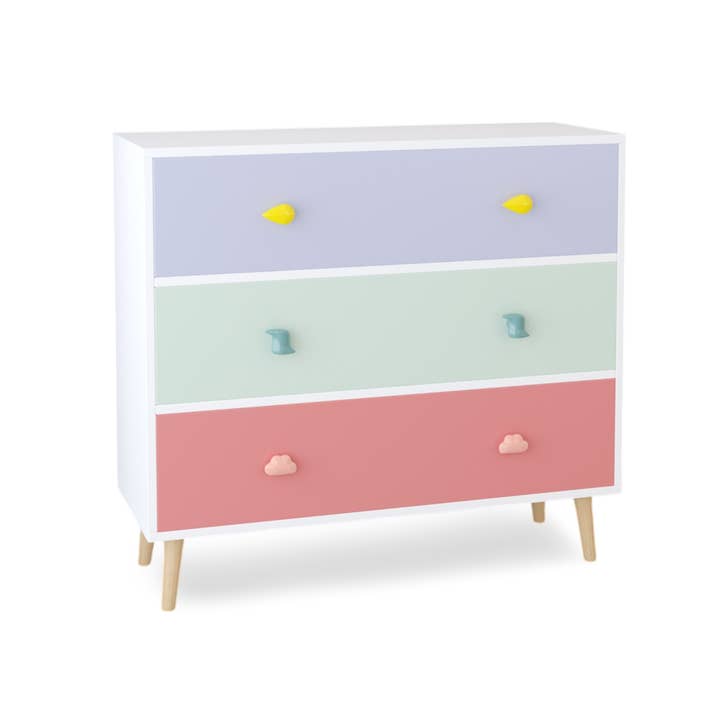 39F Inc. - Wholesale Bedroom Furniture - Colorful Kids 3-Drawer Dresser Storage Cabinet for Bedroom