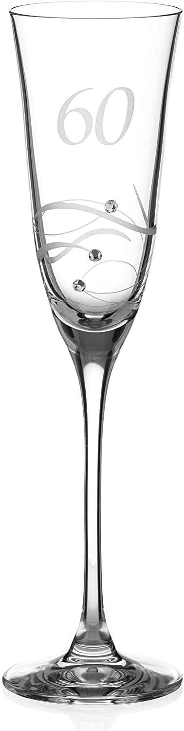 DIAMANTE – wholesale Champagne flute – Diamante Swarovski 60th Birthday Champagne Glass – Single C1