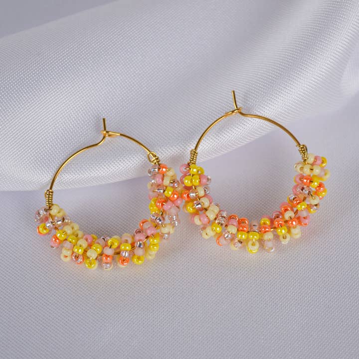 Pink Lemonade Hoop Earrings for wholesale by Linati Studio