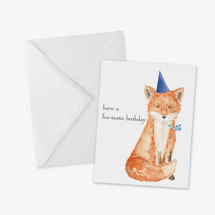 Party Fox Birthday Card for wholesale by mad paperie
