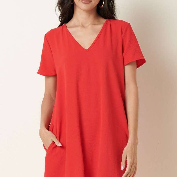 mittoshop - Wholesale Jurk - Dames - AIRFLOW SHIFTJURK MET V-HALS EN KORTE MOUWEN24