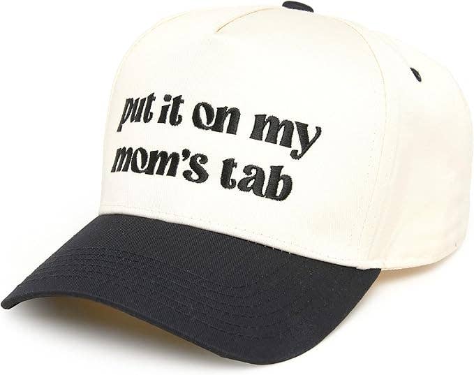 Funky Junque - Wholesale Baseball Cap - Women's - Two Tone Cap: Put It On My Mom's Tab - Black/Beige2