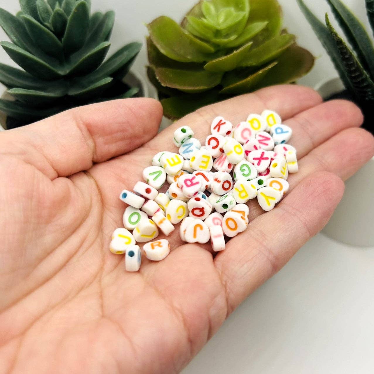 Guerrilla Charm - Wholesale Beads - Rainbow Heart Letter Beads, 7x7mm2