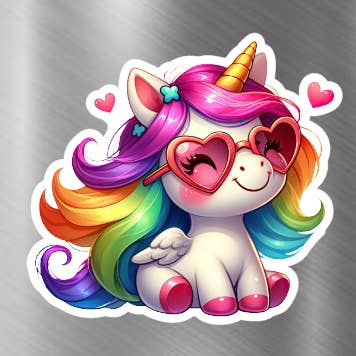 Imán para nevera con forma de unicornio arcoíris, imán para armario, imán de 3 pulgadas para venta al por mayor de Prairie Chicken Sticker Shop & Gifts