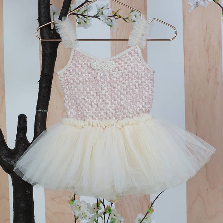 Coco Baby Onesie, Pink Tweed for wholesale by Ooh! La, La! Couture