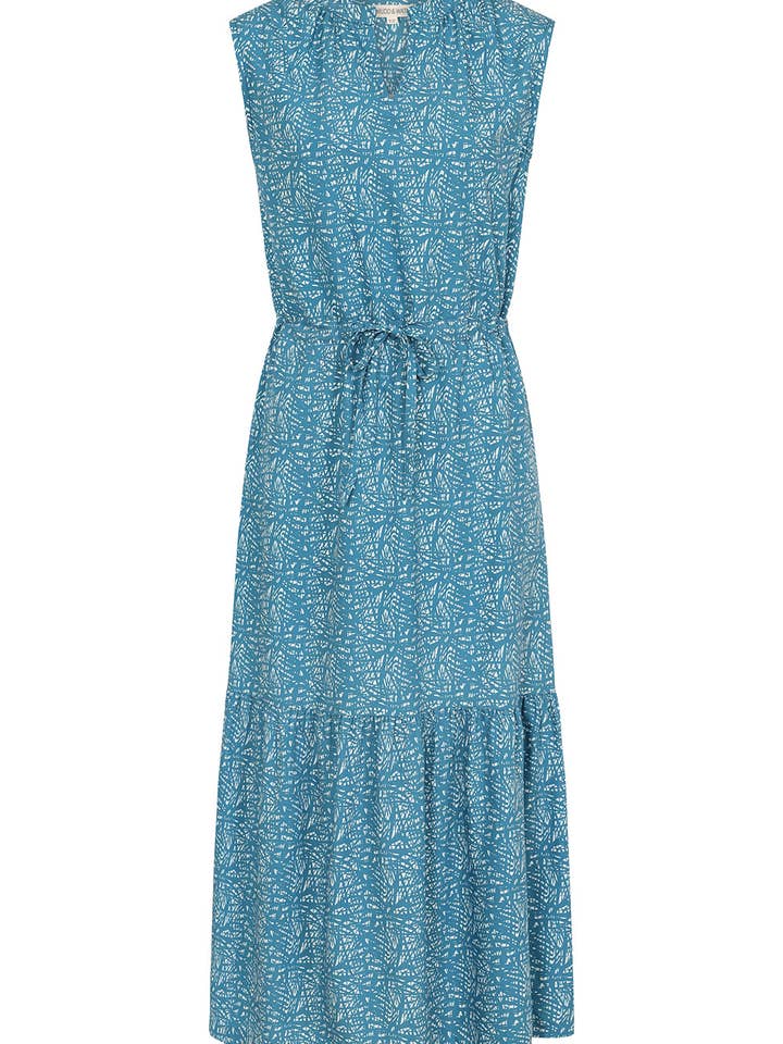 Leila Dress - Abstract Print Teal - Lenzing EcoVero for wholesale by Mudd & Water